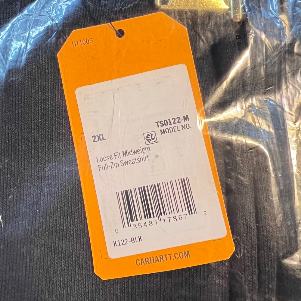 Carhartt Sweatshirt Hoodie LOOSE FIT MIDWEIGHT FULL-ZP BLK New In Bag XXL Reg - Picture 2 of 4